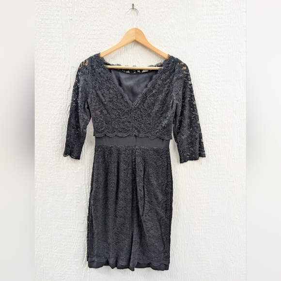 Boden Black Floral Lace 3/4 Sleeve Cocktail Formal Party Dress Size 2R - Picture 5 of 5